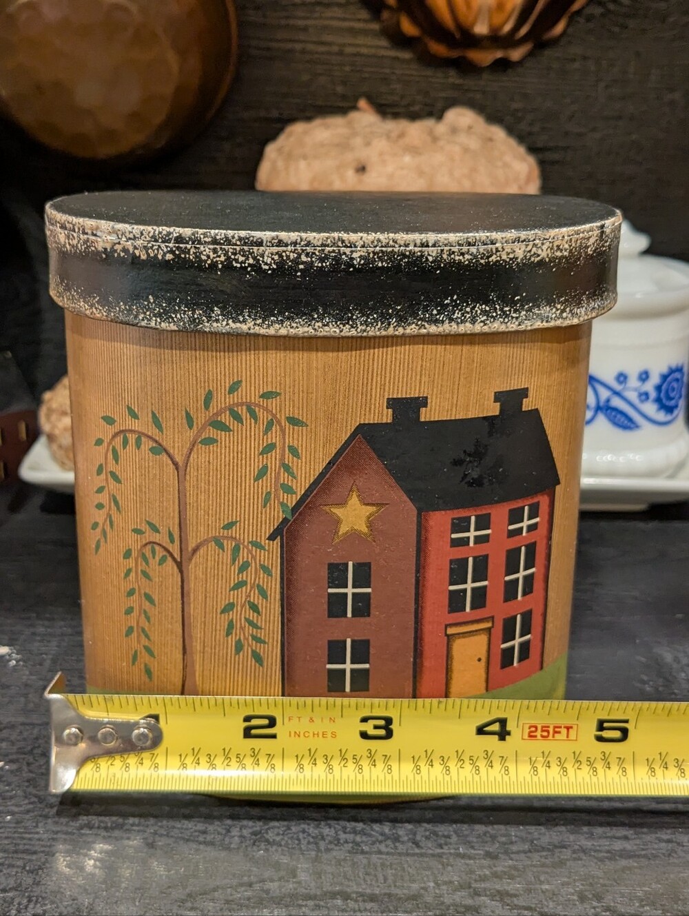 Primitive Folk Art Paper Mache Nesting Boxes Set of 3 Shaker House Willow Tree - Picture 12 of 13